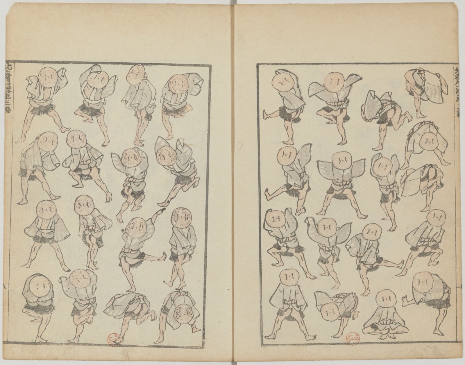 Hokusai Manga — chibi dancing figures